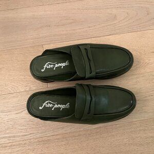 Free People Green Platform Loafer Slide Mule
